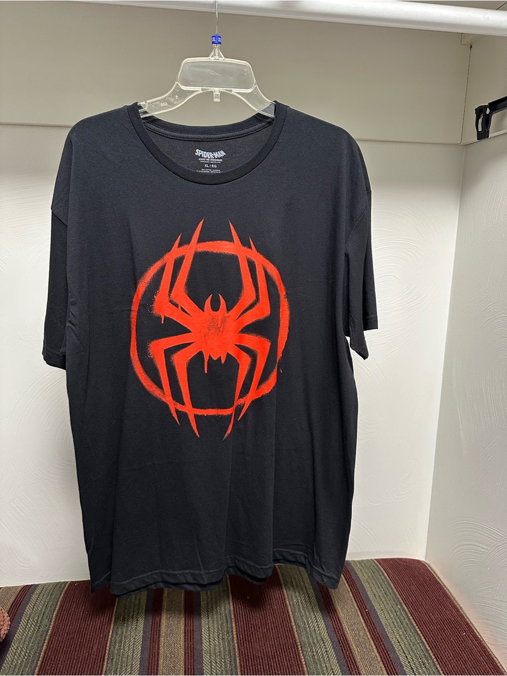 Spiderman Black Tee with Bold Red Spider Emblem